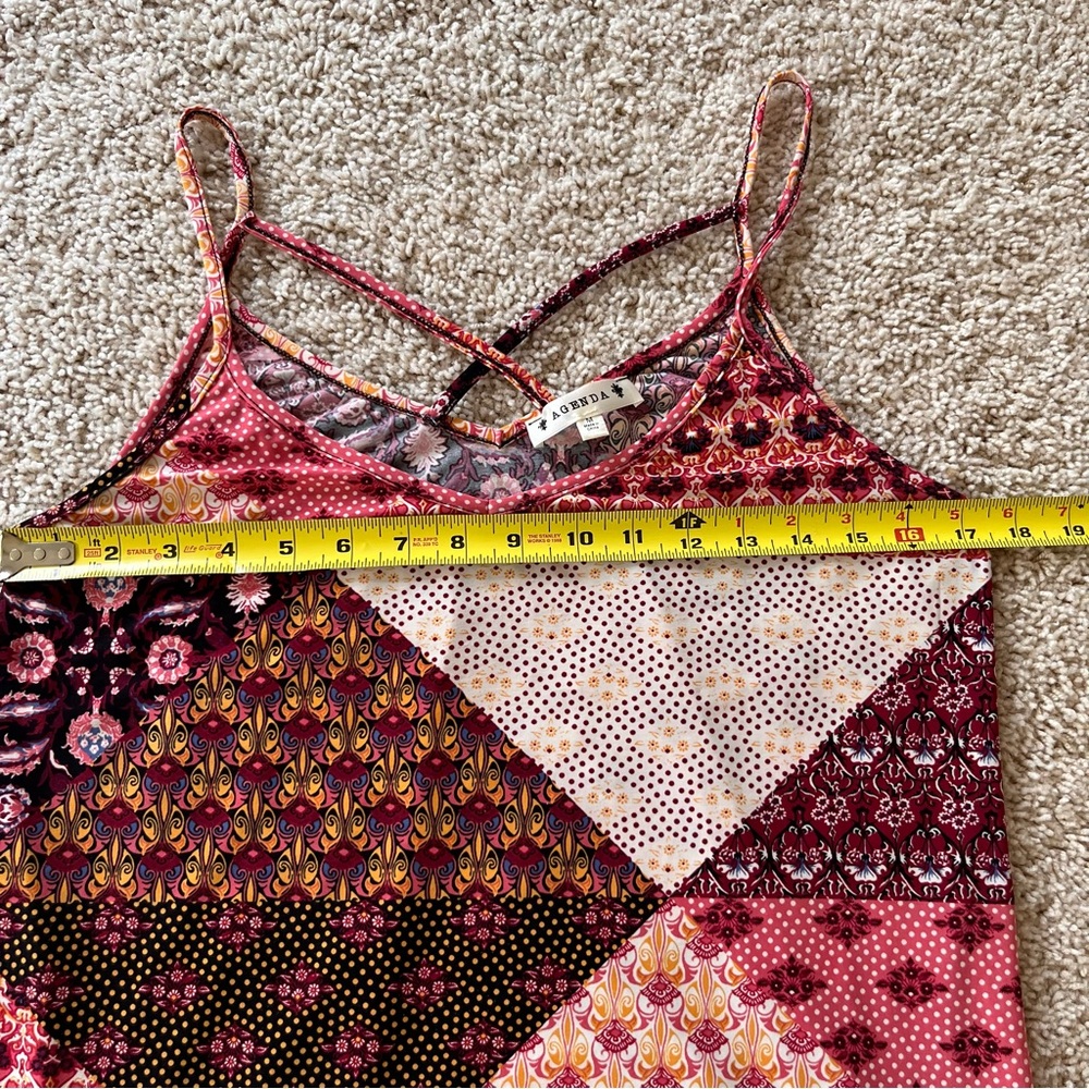 Womens Tank Top Medium Scoop Neck Swing Hem Patchwork Boho Festival Eclectic - Picture 5 of 8